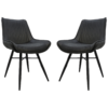 Eetkamerstoel Denver set van 2 - 55x63x85 - Grijs/zwart - Polyester/metaal