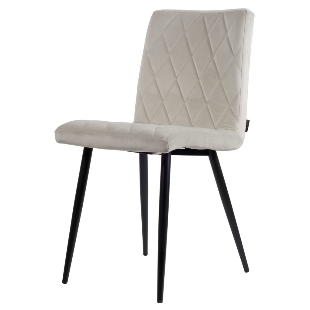 Anny Eetkamerstoel - Off White | Velours | Velvet | Zwart stalen poten | Design eetkamerstoel