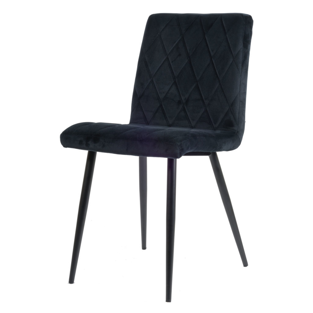 Anny Eetkamerstoel - Zwart | Velours | Velvet | Zwart stalen poten | Design eetkamerstoel