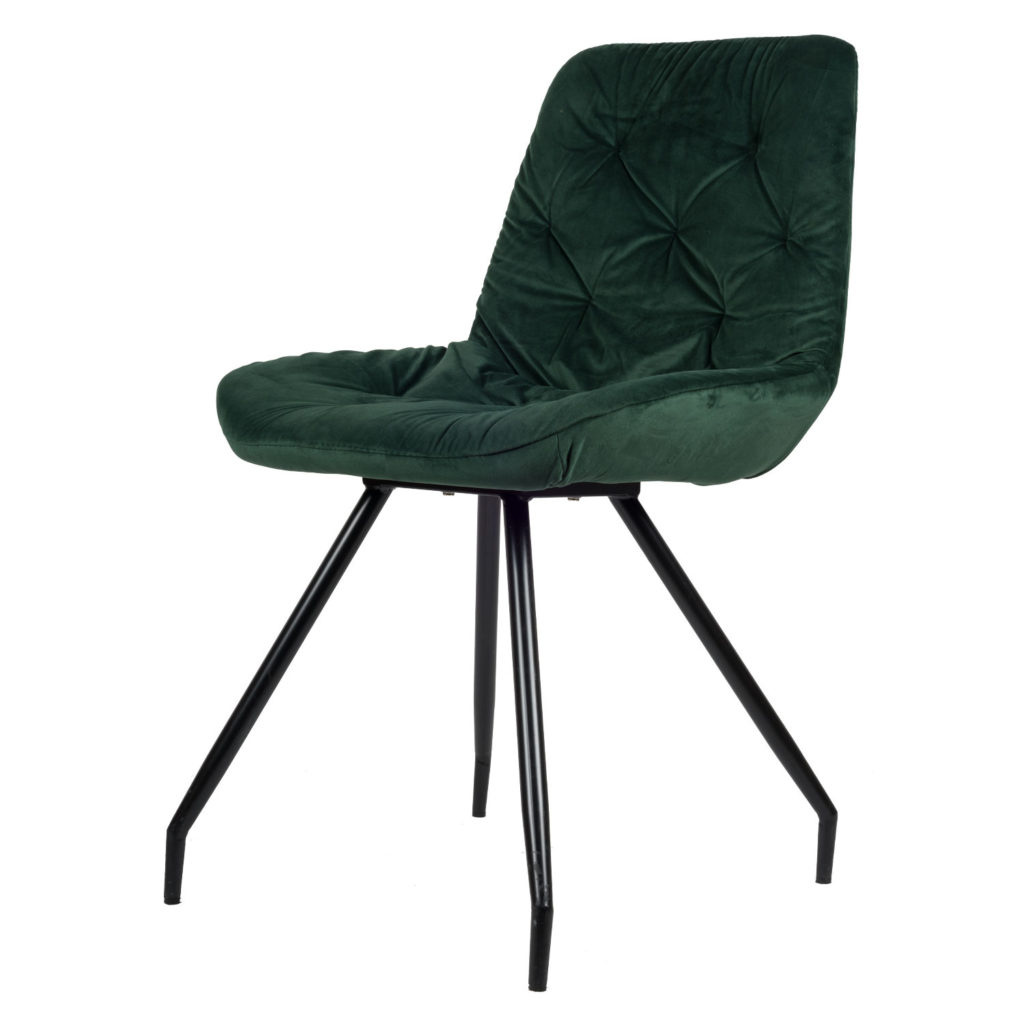 Rico Eetkamerstoel - Groen | Velvet | Zwart stalen draaipoten | Design eetkamerstoel