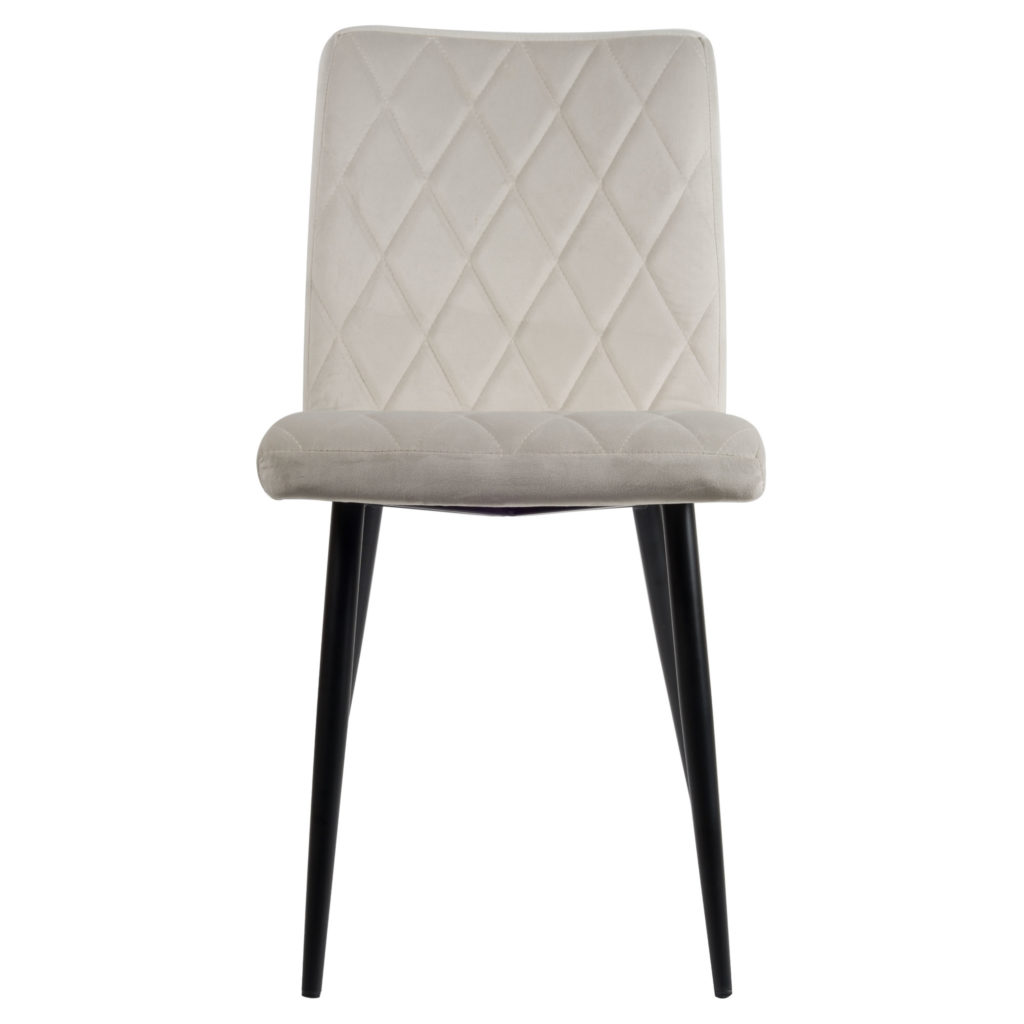 Anny Eetkamerstoel - Off White | Velours | Velvet | Zwart stalen poten | Design eetkamerstoel - Afbeelding 2