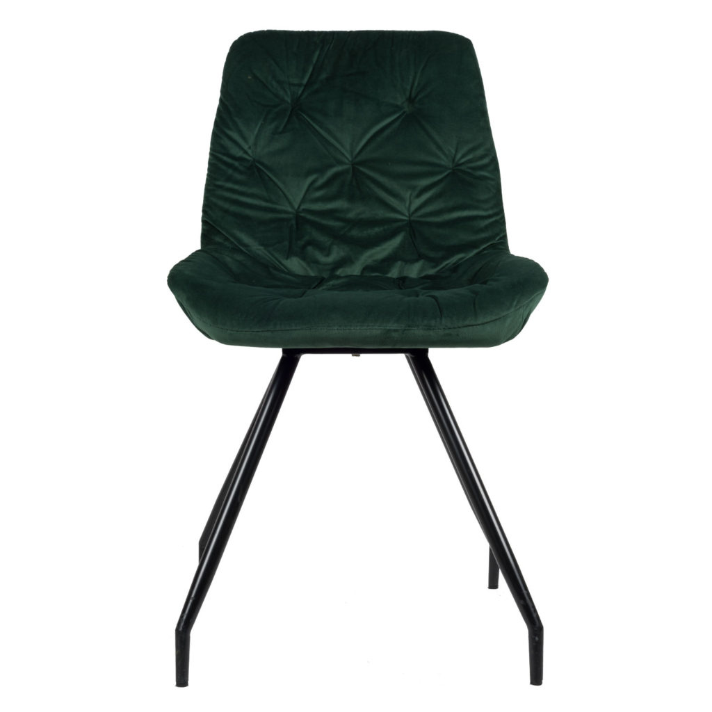 Rico Eetkamerstoel - Groen | Velvet | Zwart stalen draaipoten | Design eetkamerstoel - Afbeelding 2