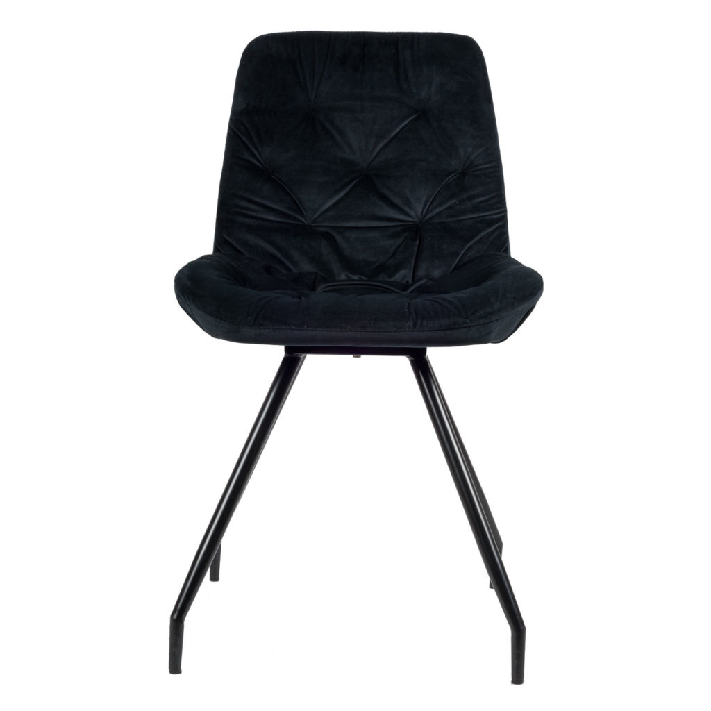 Rico Eetkamerstoel - Zwart | Velvet | Zwart stalen draaipoten | Design eetkamerstoel - Afbeelding 2