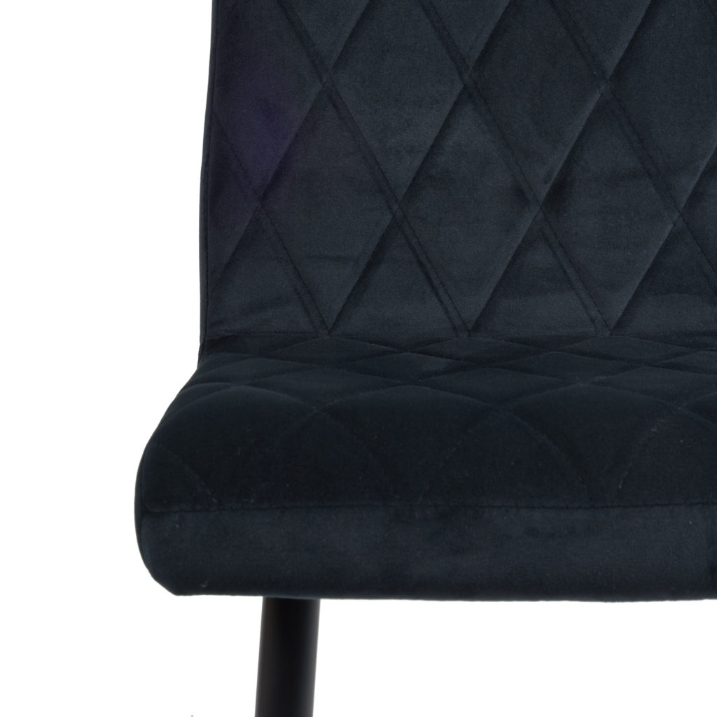 Anny Eetkamerstoel - Zwart | Velours | Velvet | Zwart stalen poten | Design eetkamerstoel - Afbeelding 3