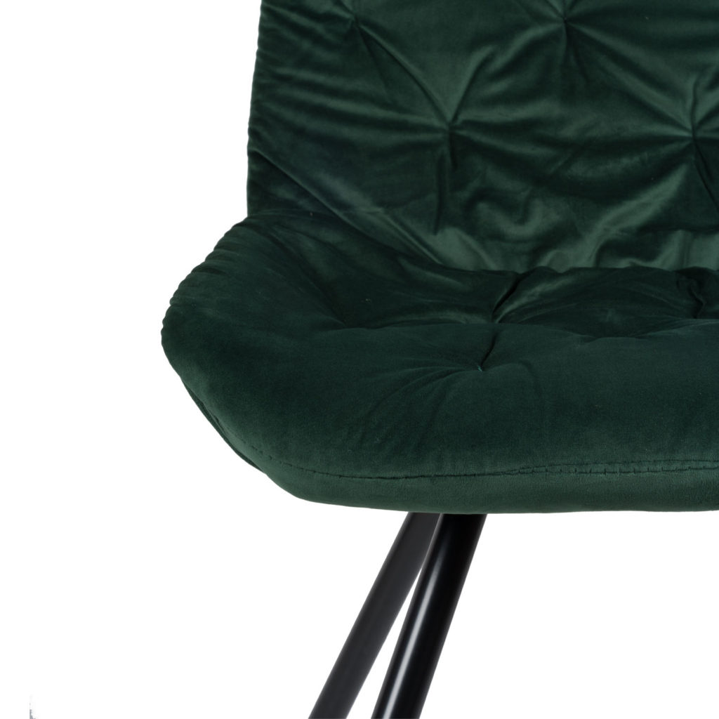 Rico Eetkamerstoel - Groen | Velvet | Zwart stalen draaipoten | Design eetkamerstoel - Afbeelding 3