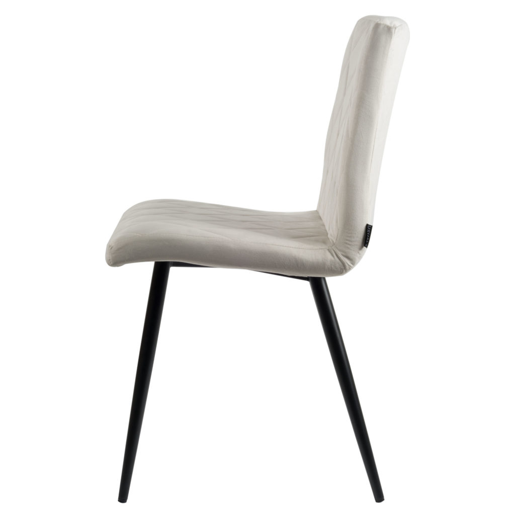 Anny Eetkamerstoel - Off White | Velours | Velvet | Zwart stalen poten | Design eetkamerstoel - Afbeelding 4