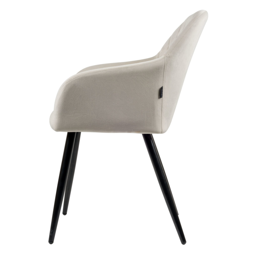 Mila Eetkamerstoel - Off white | Velours | Velvet | Zwart stalen poten | Design eetkamerstoel - Afbeelding 4