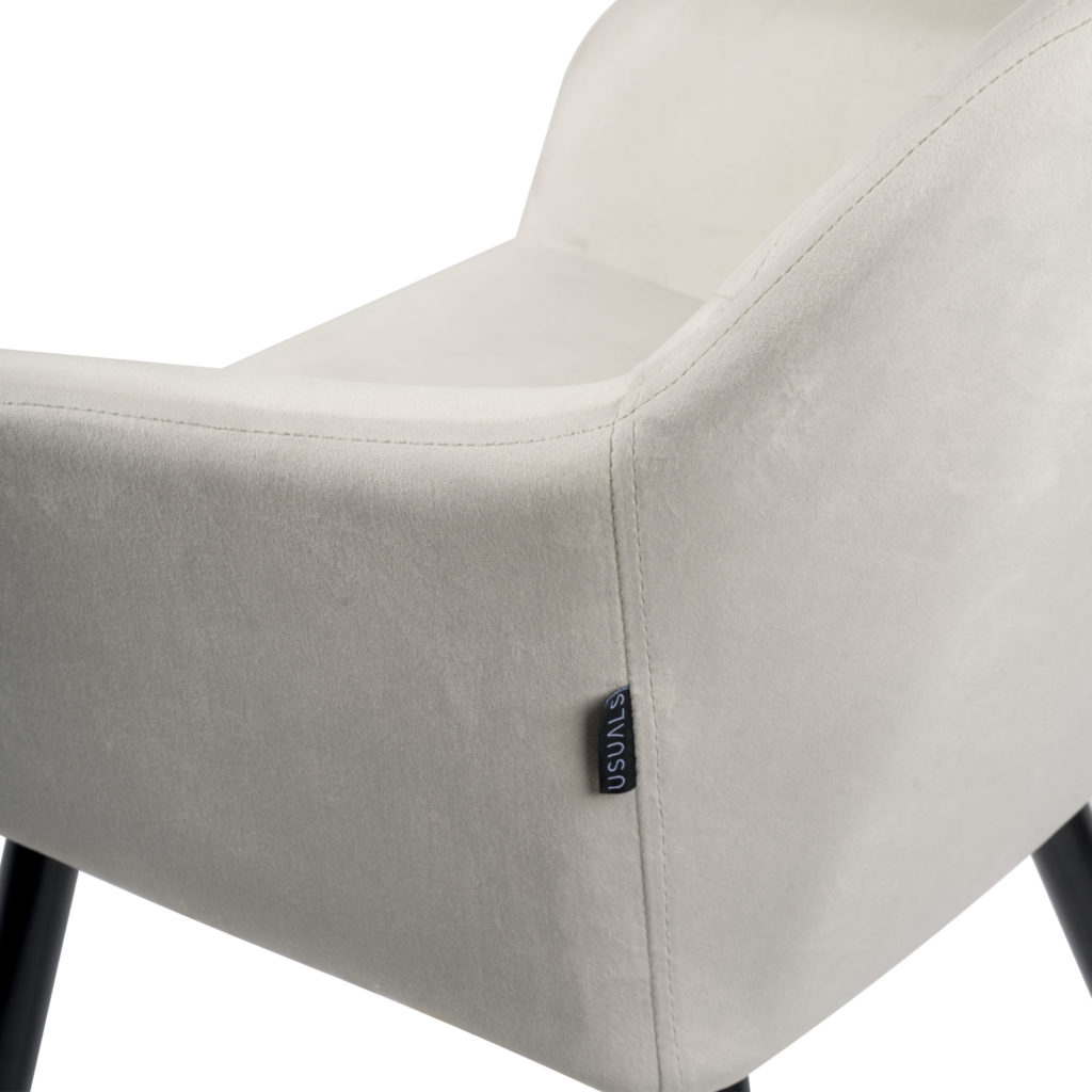 Mila Eetkamerstoel - Off white | Velours | Velvet | Zwart stalen poten | Design eetkamerstoel - Afbeelding 5