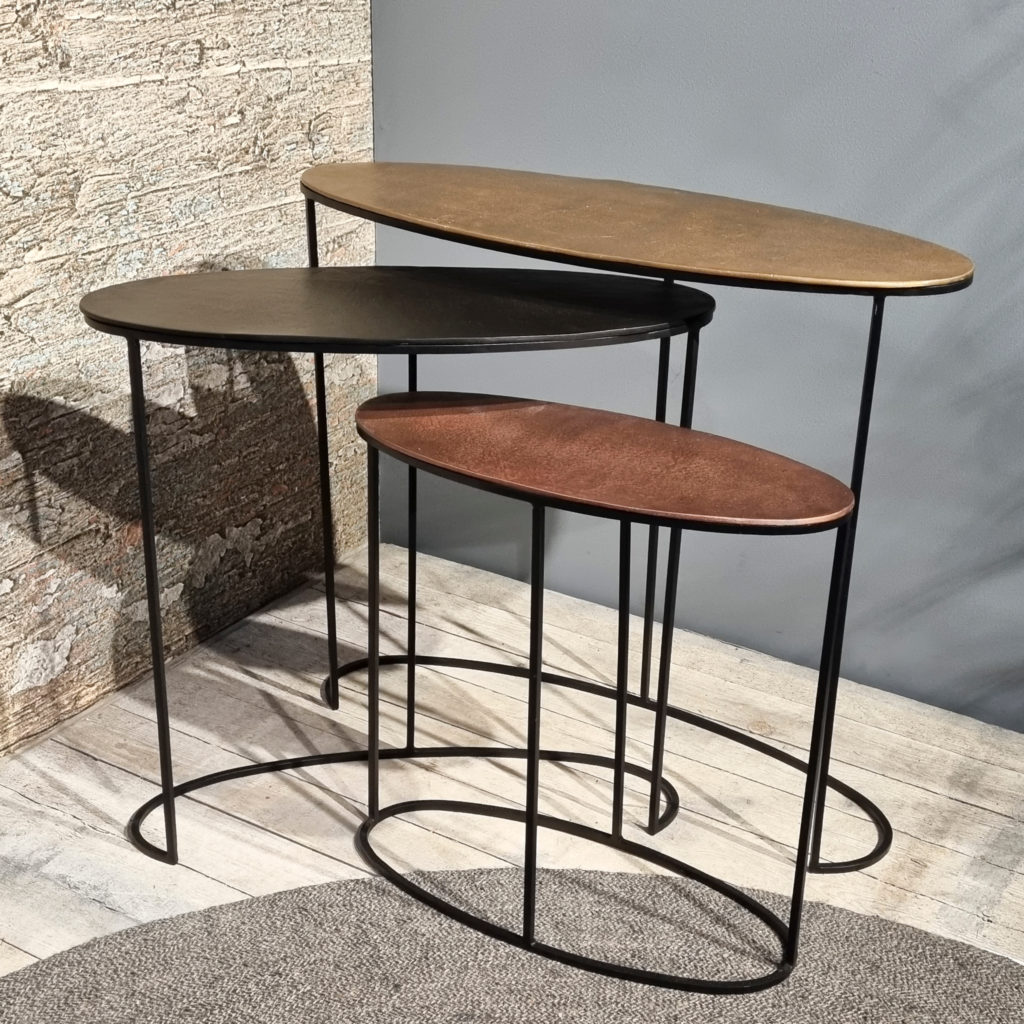 Antique Tricolore Oval Sidetable 90 - Afbeelding 2