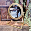 Messing ronde spiegel op standaard - Afbeelding 2