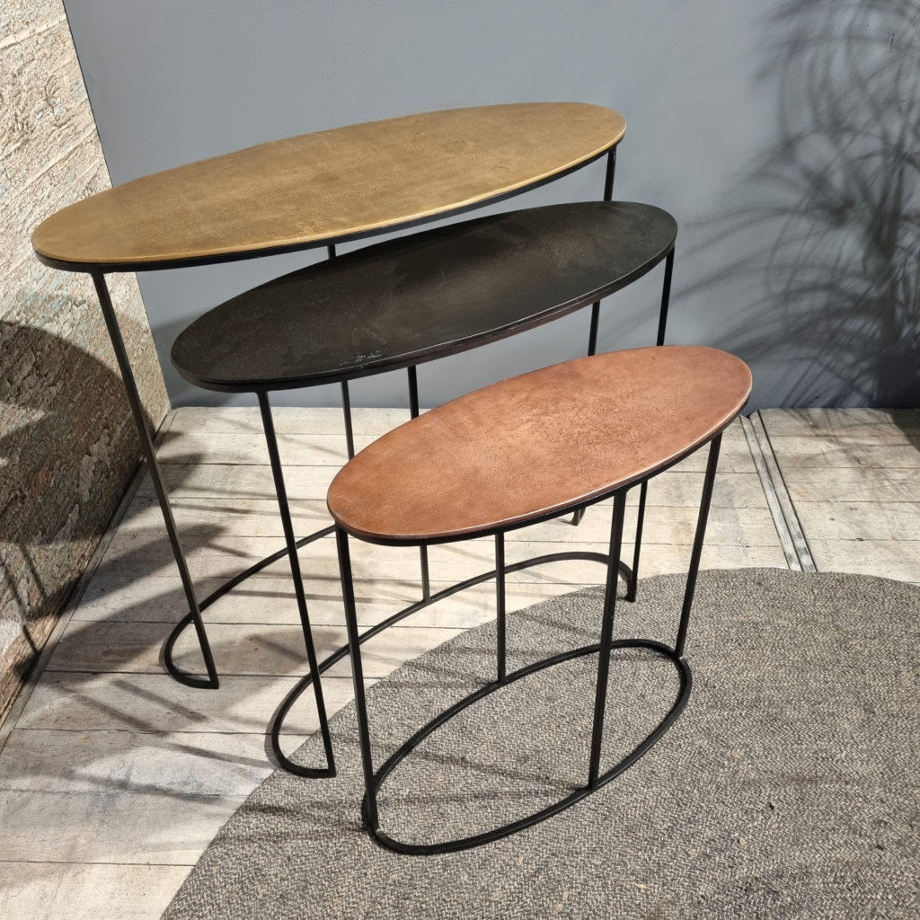 Antique Tricolore Oval Sidetable 90 - Afbeelding 3