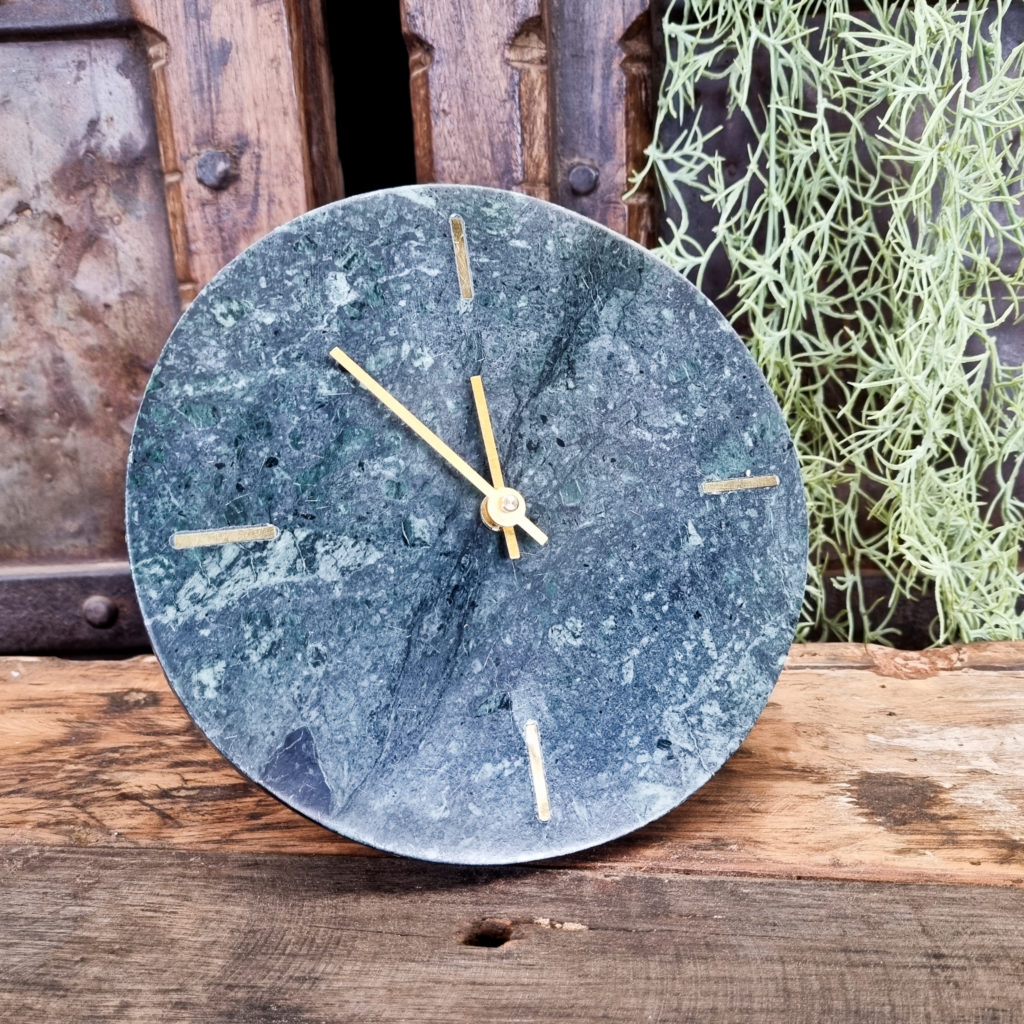 Grote groene marmeren tafelklok - Afbeelding 3