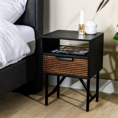 Nachtkastje, 1 lade, A411 zwart