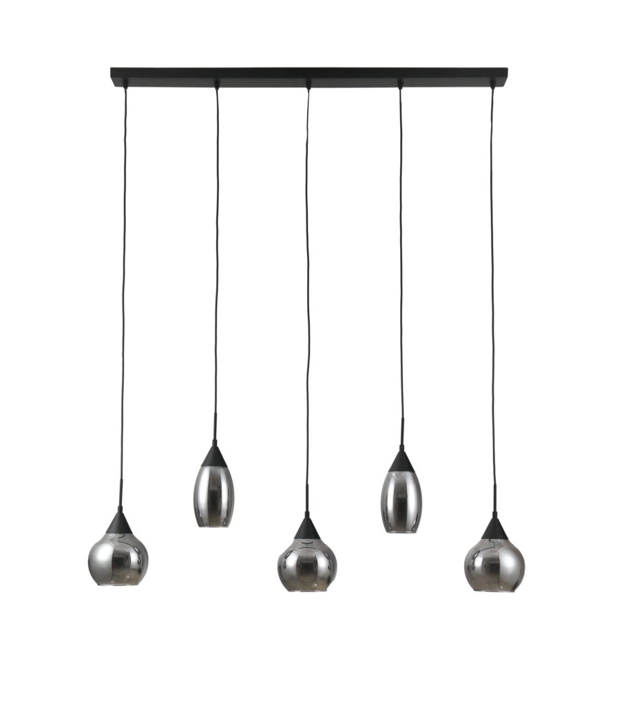 Hanglamp, 5-lichts, H340 smoke glas - Afbeelding 5