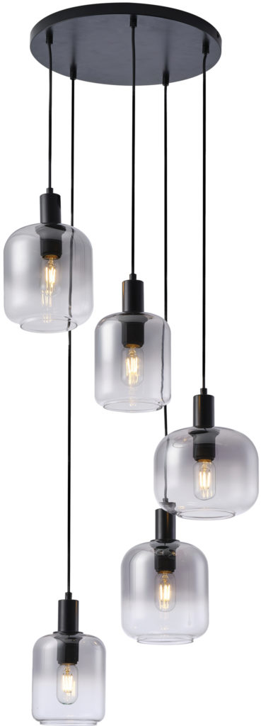 Hanglamp, 5-lichts, H340 smoke glas - Afbeelding 5