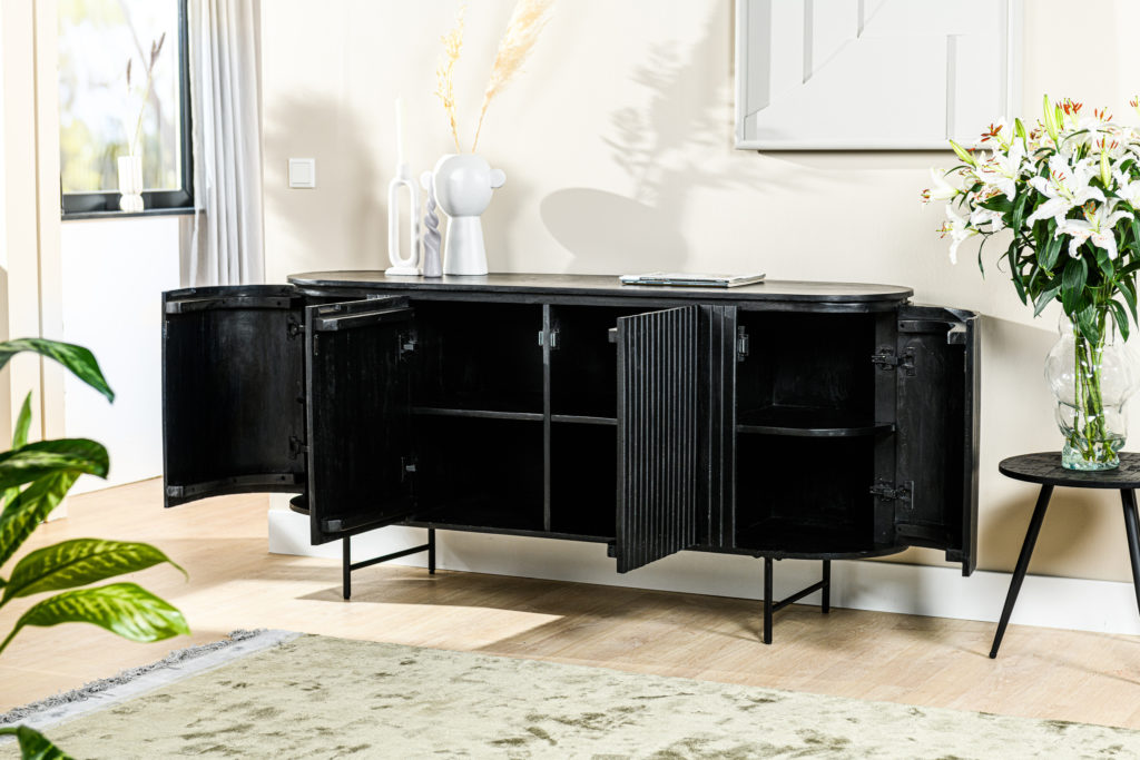 Tv-meubel 4D, 165 cm, B340 zwart - Afbeelding 2