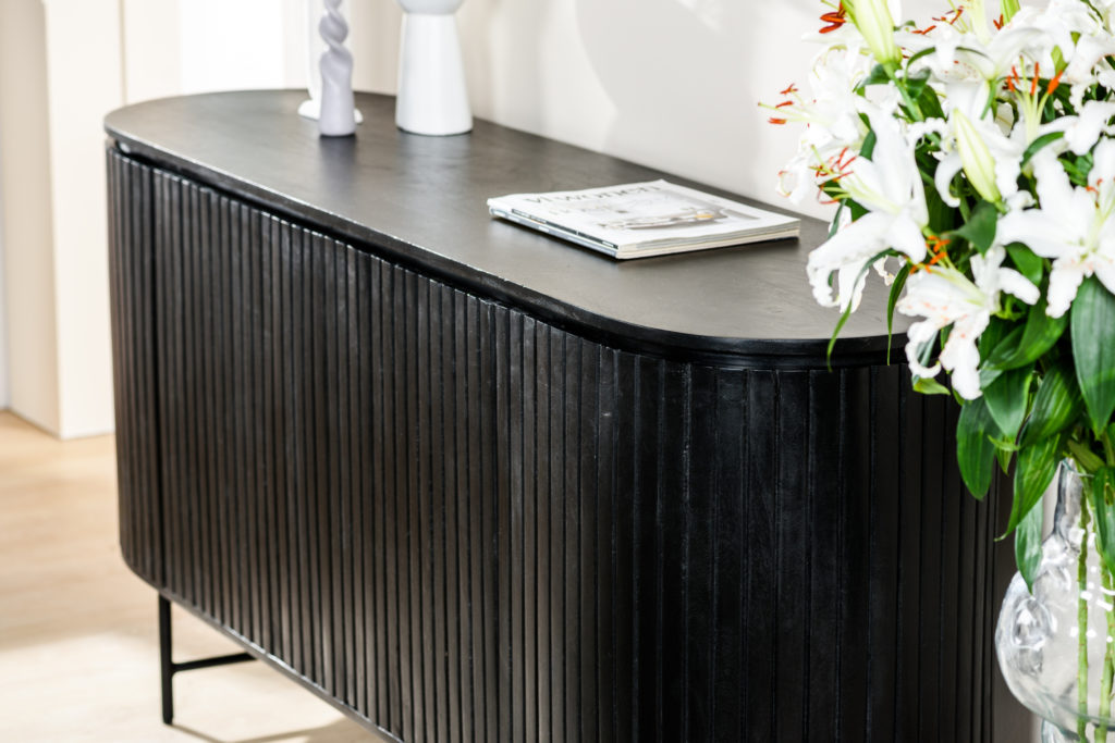 Tv-meubel 4D, 165 cm, B340 zwart - Afbeelding 5