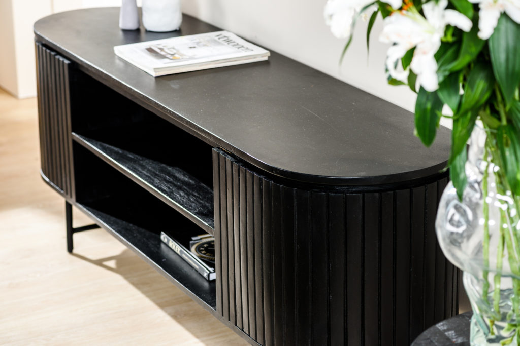 Tv-meubel 2D, 155 cm, B340 zwart - Afbeelding 7