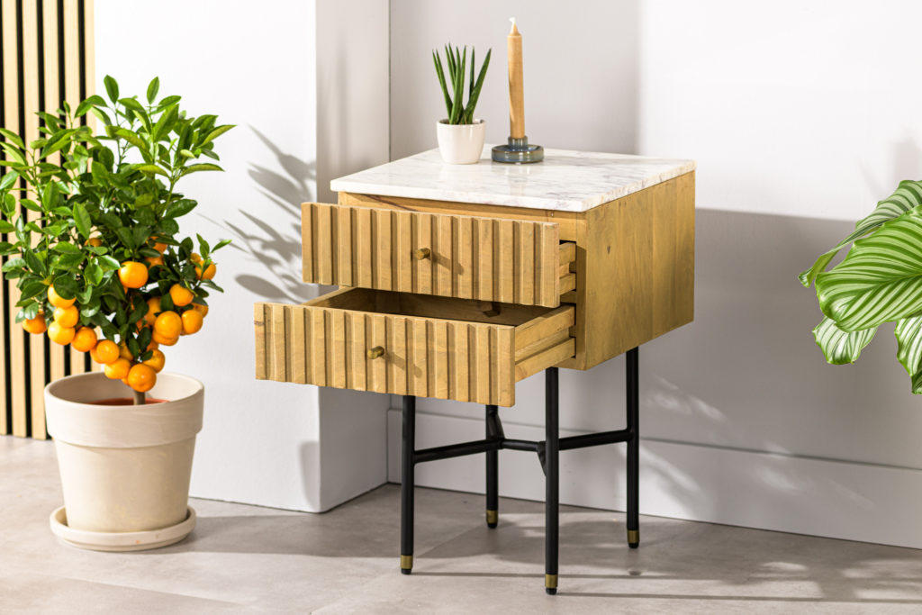 Nachtkastje, 2 lades, B180 natural - Afbeelding 2