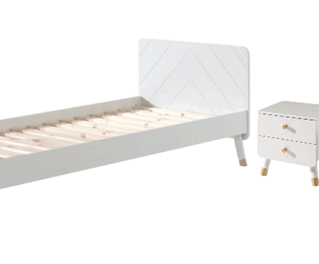 Deze BILLY-combinatie bestaat uit het witte BILLY-bed (90x200cm), het witte nachtkastje en de kommode. 