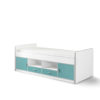 Deze BONNY-combinatie bestaat uit het turquoise kajuitbed met de bijhorende lattenbodem.