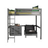 Deze PINO-combinatie bestaat uit een grijze PINO mezzanine , een PINO kommode 4 laden  en een PINO zetelbed grijs