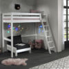 Deze PINO-combinatie bestaat uit een PINO mezzanine 90x200cm wit  en een PINO zetelbed wit
