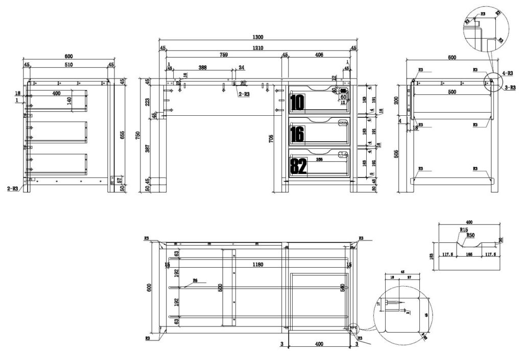 De ALEX-combinatie bestaat uit een nachtkastje, bed 90x200cm , rolbed , bureau , 3 deurs kledingkast en boekenkast - Afbeelding 20