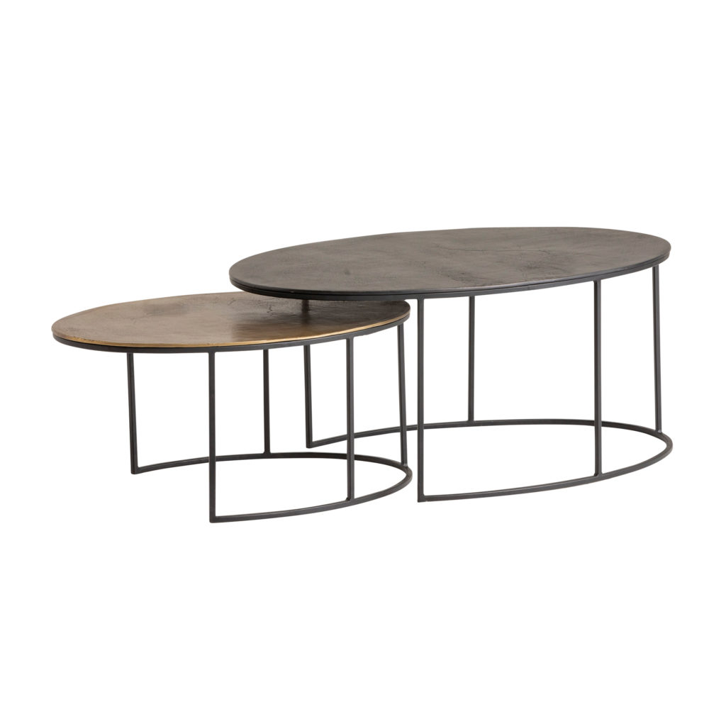 Monza salontafel set van 2, Blackish bronze and Brass antique - Afbeelding 2