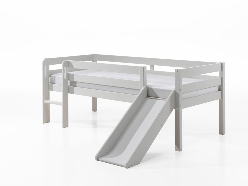 Deze PINO-combinatie bestaat uit een PINO halfhoogslaper ladder+glijbaan grijs  en een PINO set van 2 laden grijs - Afbeelding 2