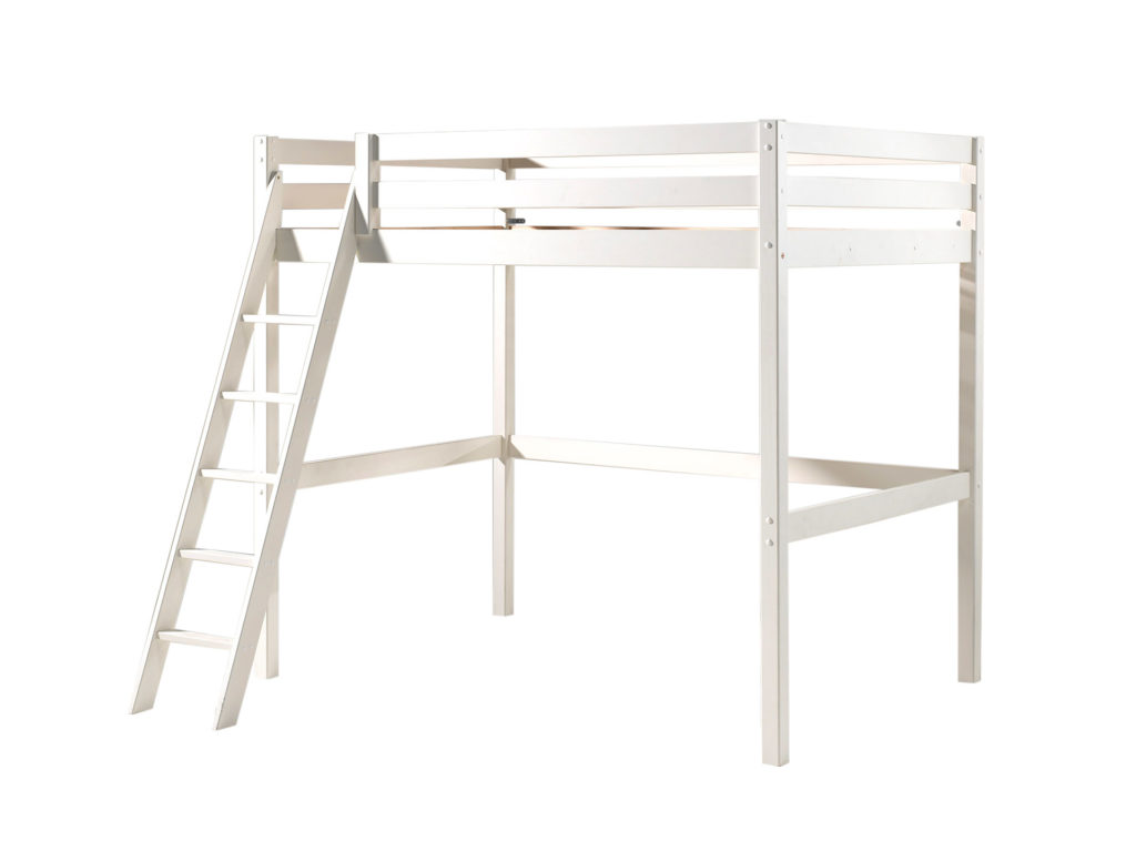 Deze PINO-combinatie bestaat uit een witte PINO mezzanine , een PINO kommode 4 laden  en een PINO zetelbed wit - Afbeelding 2