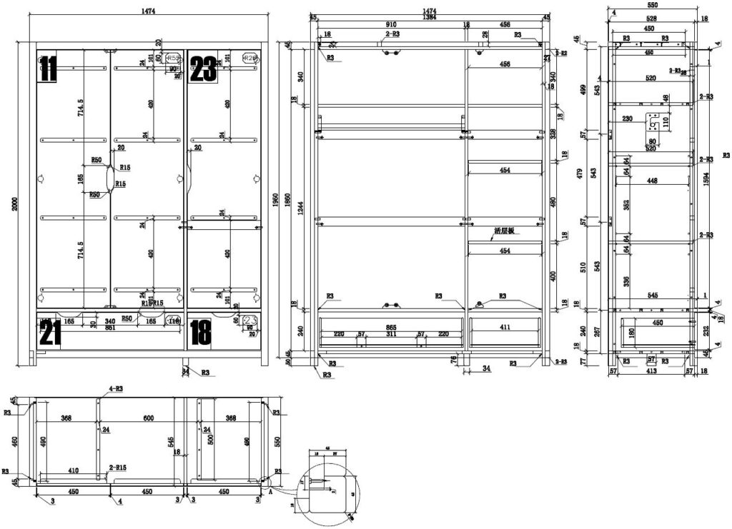 De ALEX-combinatie bestaat uit een nachtkastje, bed 90x200cm , rolbed , bureau , 3 deurs kledingkast, boekenkast en kommode 3 laden - Afbeelding 23