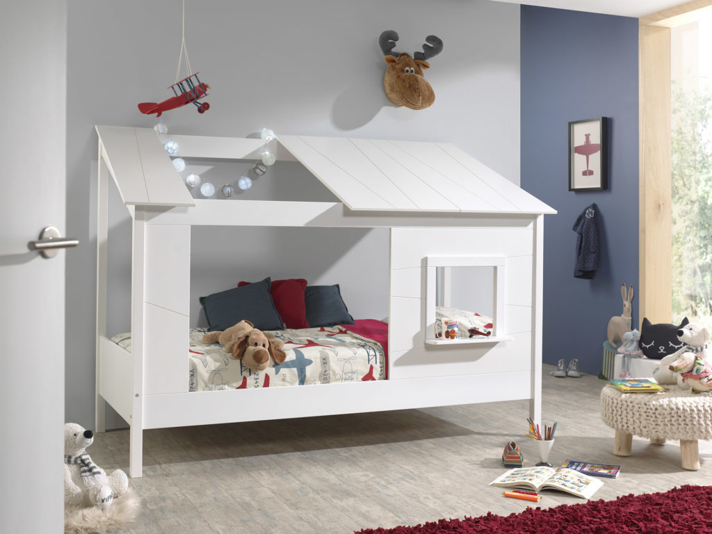 Deze Housebed-combinatie bestaat uit een house bed, wit dak en een rol lattenbodem 16l - Afbeelding 3