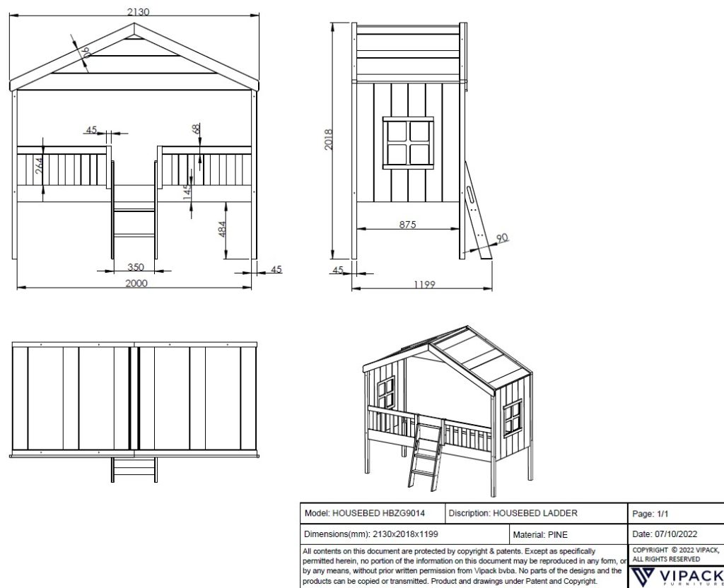 HUISBED + LADDER WIT - Afbeelding 4