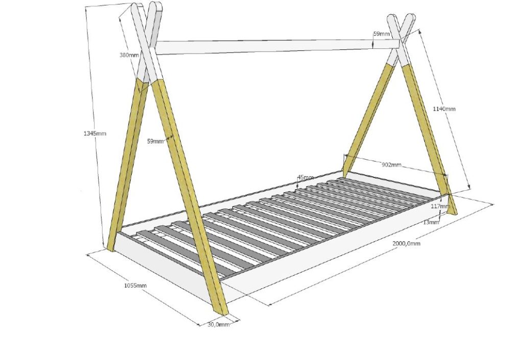TIPI BED 90X200CM WIT - Afbeelding 4