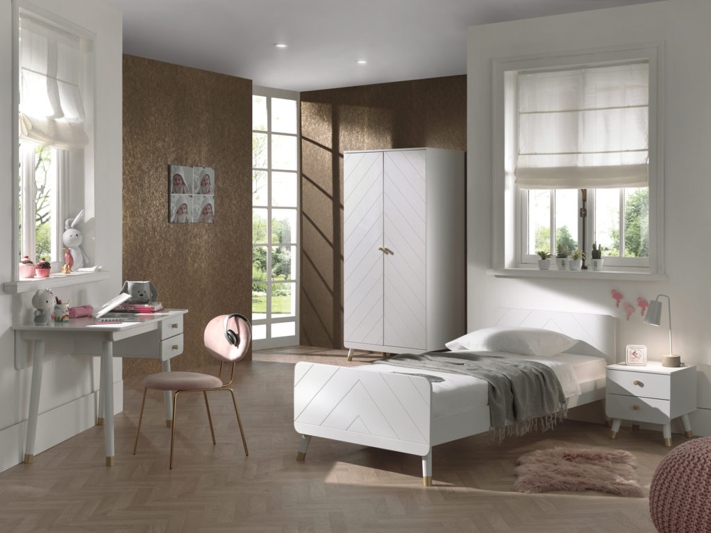 Deze BILLY-combinatie bestaat uit het witte BILLY-bed (90x200cm), het witte nachtkastje, de 2-deurs kleerkast en het witte bureau. - Afbeelding 7