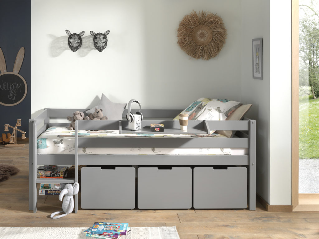 Deze PINO-combinatie bestaat uit een PINO halfhoogslaper ladder+glijbaan wit  en een PINO set van 2 laden wit - Afbeelding 7