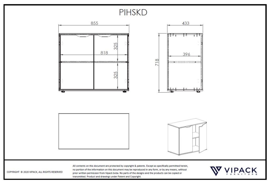 PINO KOMMODE 2 DEUREN WIT - Afbeelding 7