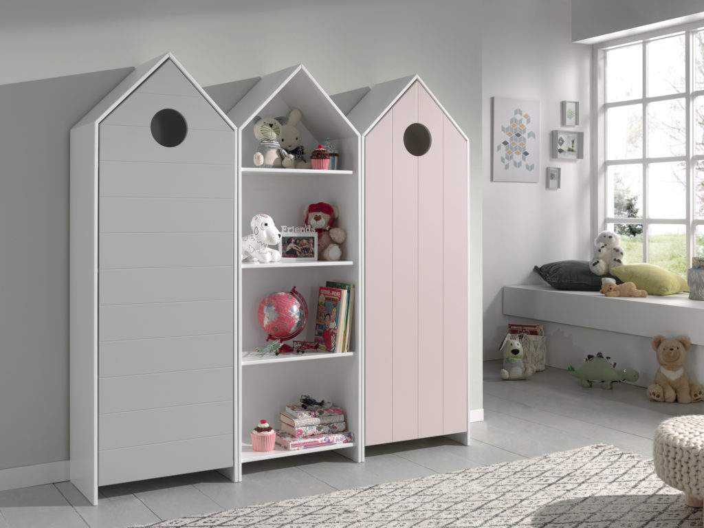 Deze CASAMI combinatie bestaat uit 3 kasten: 2 kastjes met grijze en roze deur en 1 open kast. - Afbeelding 10