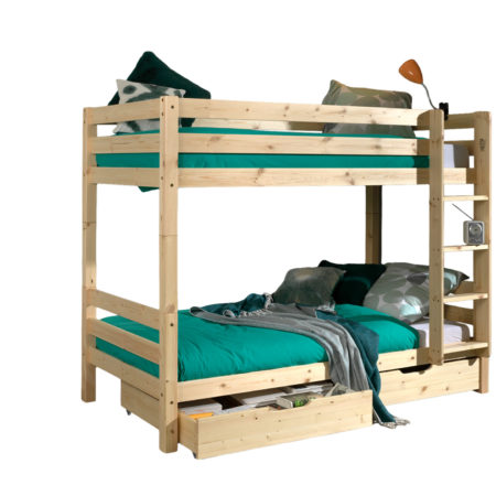 Deze PINO-combinatie bevat een stapelbed van 160 cm en 2 lades