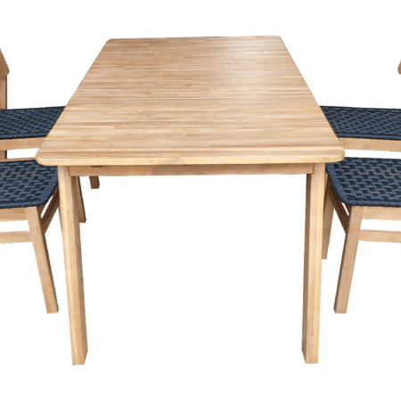 JALA TUIN EETKAMERSET 5ST (1 TAFEL, 4 STOELEN) / HOUT ACACIA LICHT TEAK LOOK / TOUW PLAT 20MM ANTRACIET