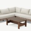 ZAMBRA LOUNGE CORNER SET 3PCS ( LEFT ARM  RIGHT ARM  COFFEE TABLE 98X60)  -  BRAIDED OUTDOOR FLAT 30MM OFF WHITE