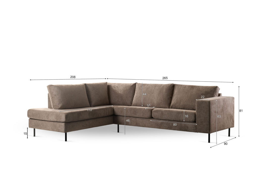 3 zits hoek links, stof Lord 35, E520 taupe - Afbeelding 2