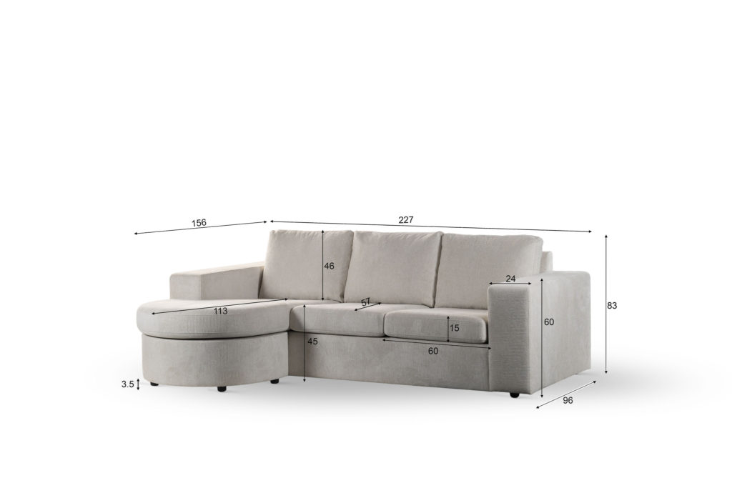 3 zits bank CL L+R, stof Lord 22, E460 beige - Afbeelding 3