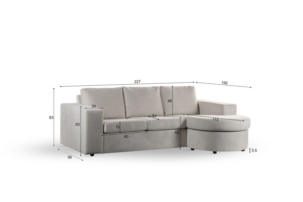 3 zits bank CL L+R, stof Lord 22, E460 beige - Afbeelding 4