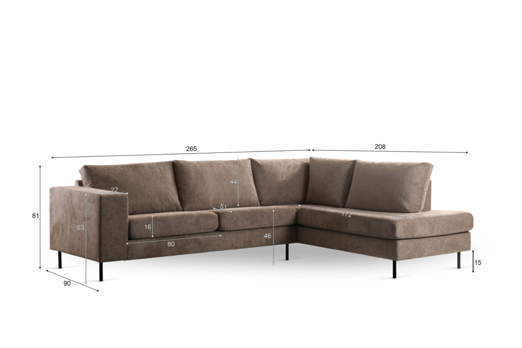 3 zits hoek rechts, stof Lord 35, E520 taupe - Afbeelding 7