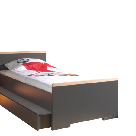 Deze LONDON combinatie in antraciet bestaat uit een bed (90x200) met bijhorend rolbed.
