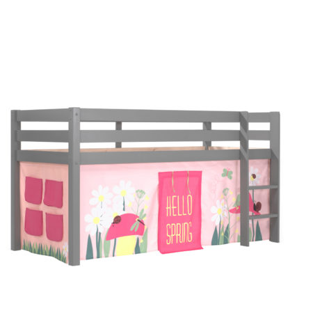 Deze PINO-combinatie bestaat uit een grijze PINO hoogslaper en een speelgordijn spring