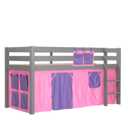 Deze PINO-combinatie bestaat uit een grijze PINO hoogslaper en een speelgordijn bella