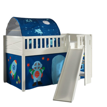 SCOTT hoogslaper met glijbaan, ASTRO speelgordijn en tunnel.